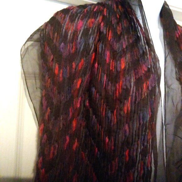 Italian Silk/Wool Tittorio 17"x57" Weaved Fringe Statement Piece Scarf Unisex - Picture 4 of 9